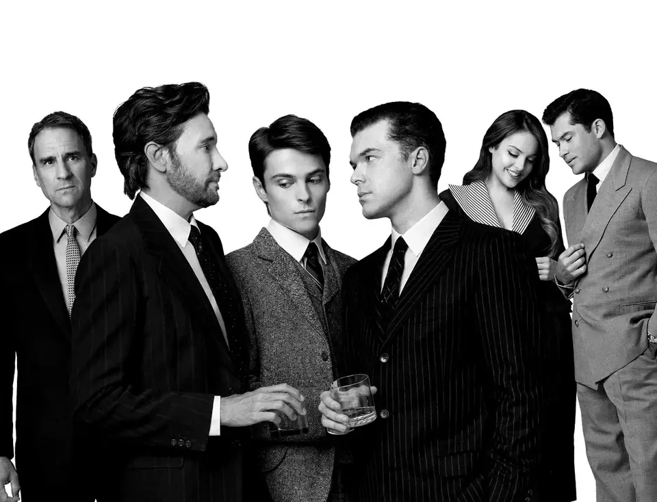 The cast of Rope, The New Group’s production, in 1940s suits